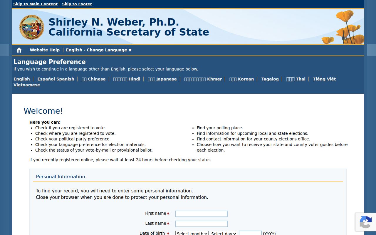 Delano residents directory California voter status form