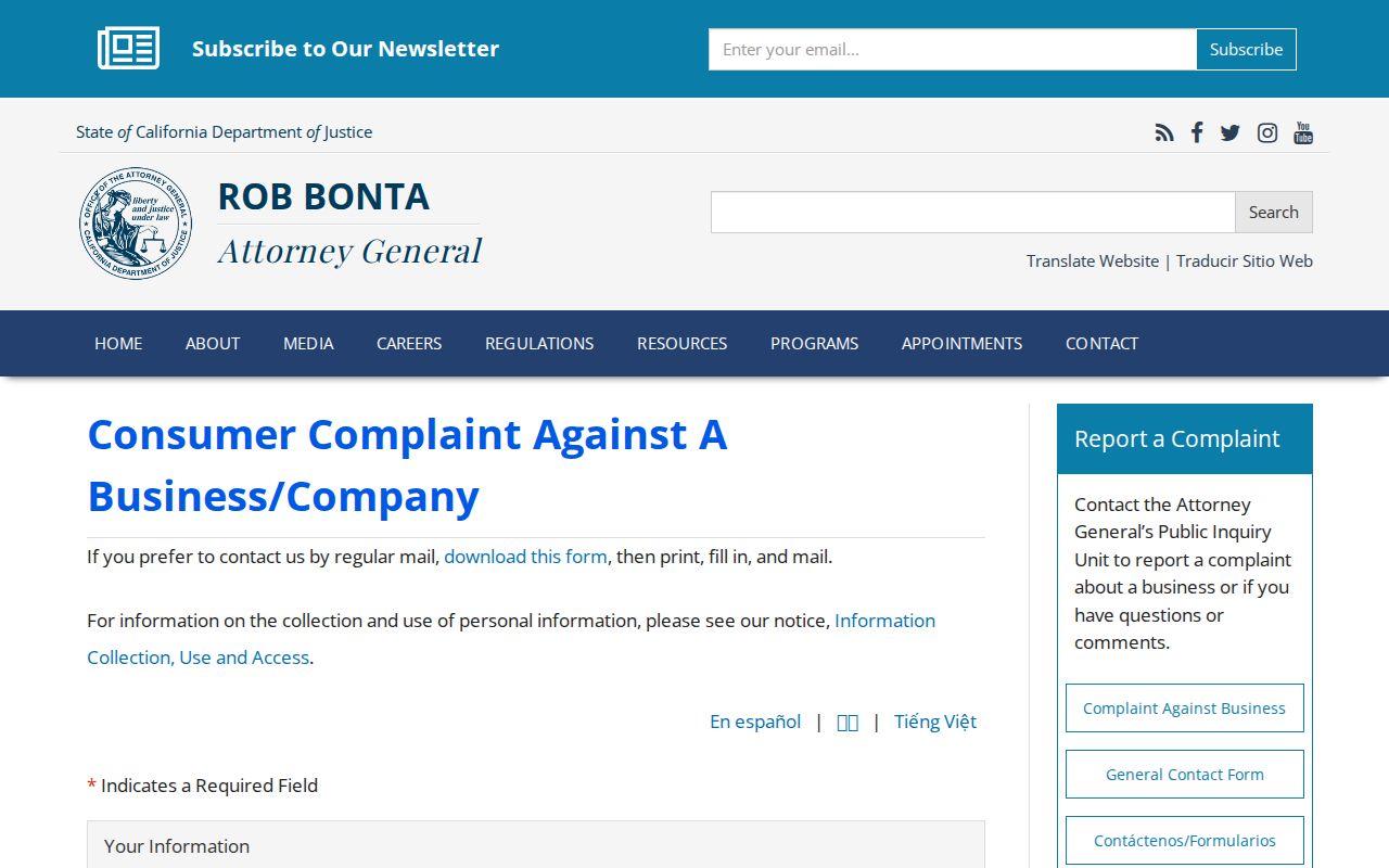 Delano resident lookup California consumer complaint form