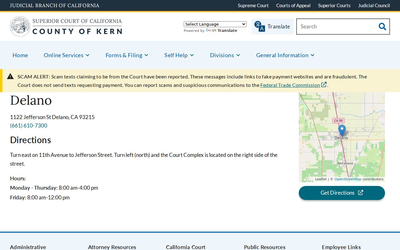 Delano resident lookup Kern Superior Court branch information