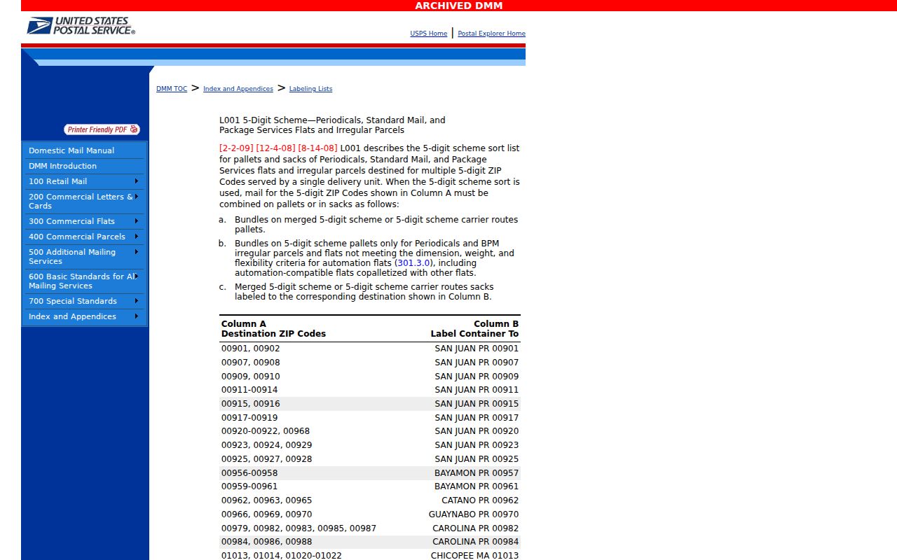 Delano ZIP code directory USPS Delano routing scheme